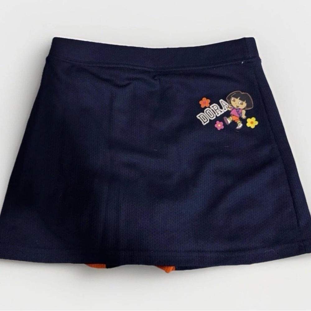 Dora The Explorer Skort Girls 7/8 Y2K Navy Blue Orange Nickelodeon
